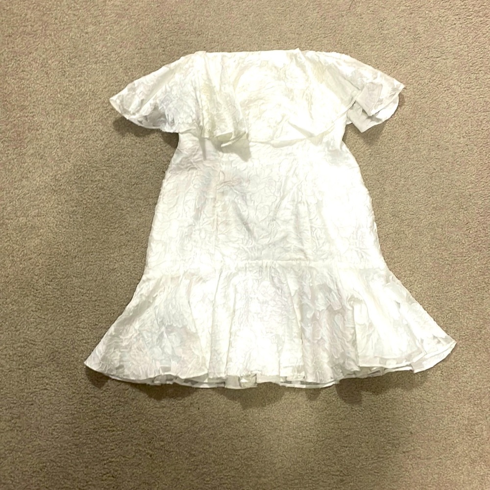 New Keepsake The Label M Radar White Ivory Ruffle Lace Strapless Mini Dress
